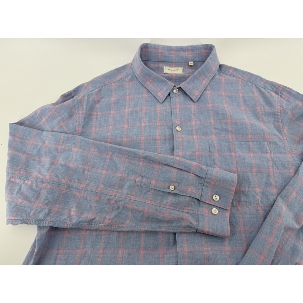7 Diamonds Mr Brightside Pink And Blue Plaid Cotton Button up Size XL‎